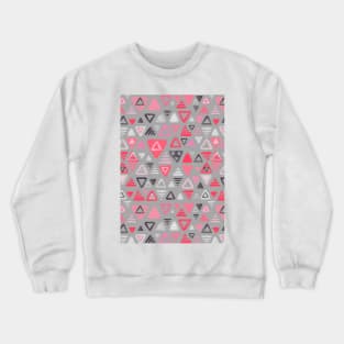 Summer Melon Hot Pink Triangles on Grey Crewneck Sweatshirt